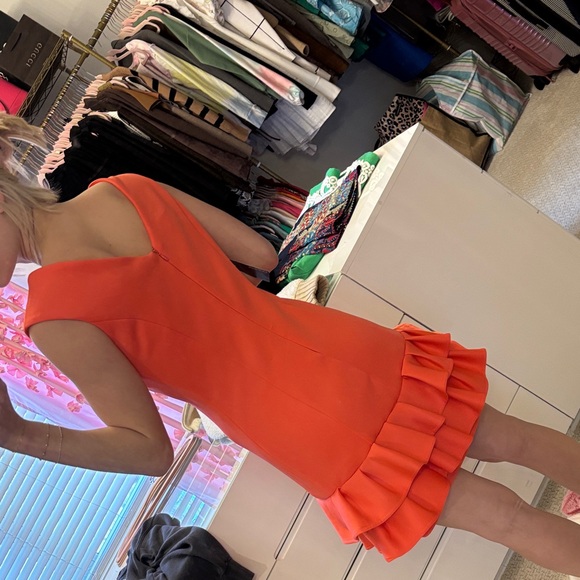 Orange Dress with Ruffle - Picture 2 of 3
